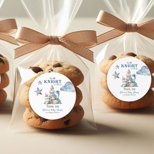 Sprookjesachtige Dromerige Draak Blauw Ridder Baby Ronde Sticker