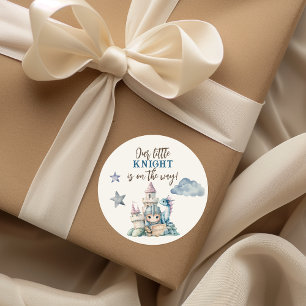 Sprookjesachtige Dromerige Draak Blauw Ridder Baby Ronde Sticker