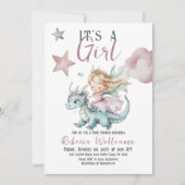 Sprookjesachtige Dromerige Draak Roze Prinses Baby Kaart (Voorkant)