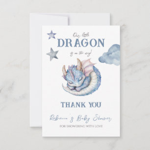 Sprookjesachtige droom blauwe draak baby shower bedankkaart