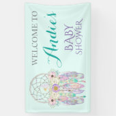 Sprookjesachtige Droomvanger Boho Veren Pastels Spandoek (Verticaal)