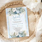 Sprookjesachtige Dusty Blue White Gold Flowers Swe Kaart