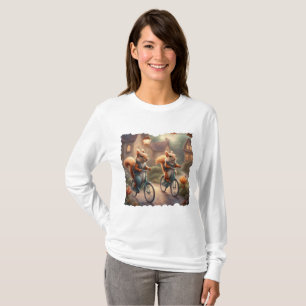 Sprookjesachtige eekhoorns rijden op fietsen verha t-shirt
