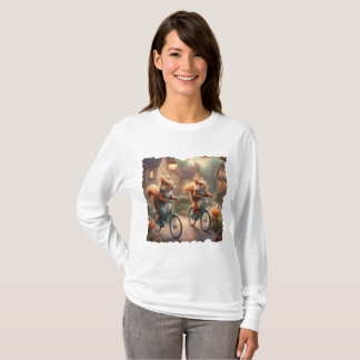 Sprookjesachtige eekhoorns rijden op fietsen verha t-shirt