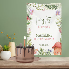 Sprookjesachtige Eerste Verjaardag Achtergrond Bet Spandoek