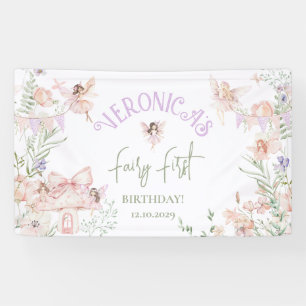 Sprookjesachtige Eerste Verjaardag Betoverde tuin Spandoek