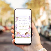 Sprookjesachtige eerste verjaardag Paarse magische Kaart