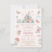 Sprookjesachtige eerste verjaardag Roze grillige C Kaart (Voorkant)