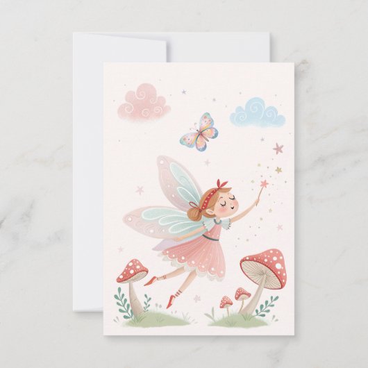 Sprookjesachtige eerste verjaardag Roze grillige C Kaart (Achterkant)