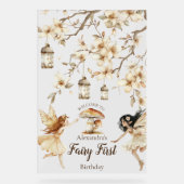 Sprookjesachtige eerste verjaardag Woodland Floral Acryl Bord (Voorkant)