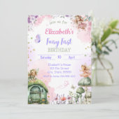 Sprookjesachtige eerste verjaardagsuitnodiging voo kaart (Staand voorkant)
