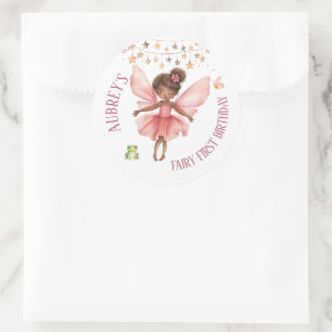 Sprookjesachtige Fee Eerste Verjaardag Ronde Sticker