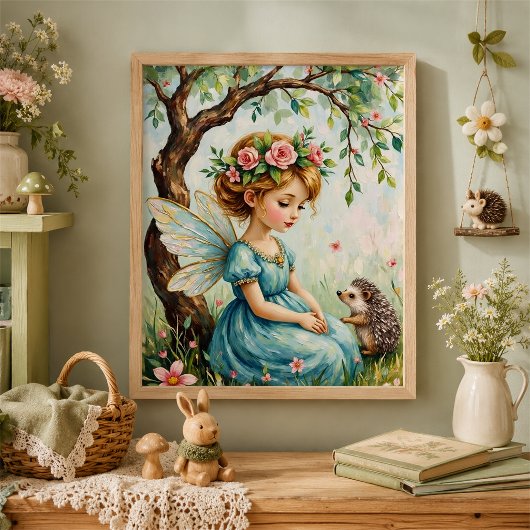 Sprookjesachtige Fee Egelnursery Muur Kunst Poster