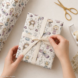 Sprookjesachtige Fee & Paddenstoel Pastel Bloement Cadeaupapier