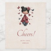 Sprookjesachtige Fee Pop Retro Schattig Cheers Wijn Etiket (Enkel label)