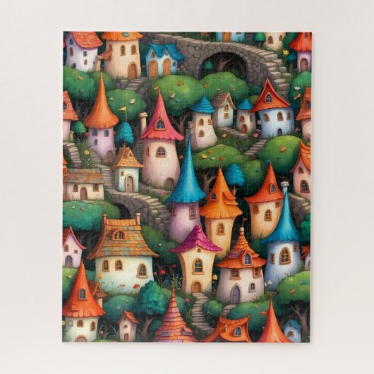 Sprookjesachtige Feeën Huizen Dorp Legpuzzel (Verticaal)