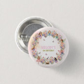 Sprookjesachtige feeëntuin 1e verjaardag  ronde button 3,2 cm (Voorkant /achterkant)