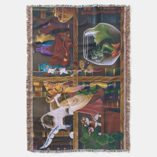 Sprookjesachtige Gezellige Fantasy Tovenaarsbiblio Deken (Voorkant Verticaal)