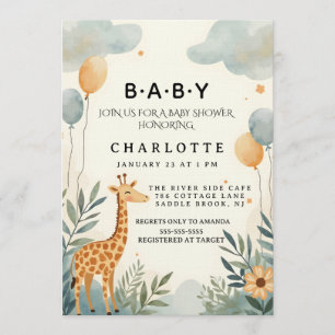 Sprookjesachtige Giraffe Baby Shower Kaart