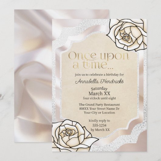 Sprookjesachtige Glas in lood witte rozen Kaart (Voorkant / Achterkant)