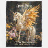  Sprookjesachtige Golden Unicorn Fantasy Fleece Deken (Voorkant)