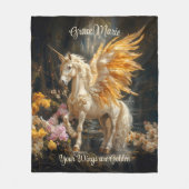  Sprookjesachtige Golden Unicorn Fantasy Fleece Deken (Voorkant)