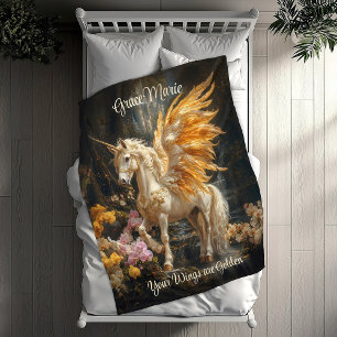Sprookjesachtige Golden Unicorn Fantasy Fleece Deken