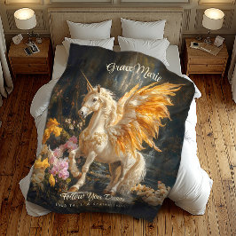  Sprookjesachtige Golden Unicorn Fantasy Fleece Deken