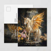 Sprookjesachtige Gouden Bos Eenhoorn Fantasie Briefkaart (Voorkant / Achterkant)