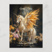 Sprookjesachtige Gouden Bos Eenhoorn Fantasie Briefkaart (Voorkant)