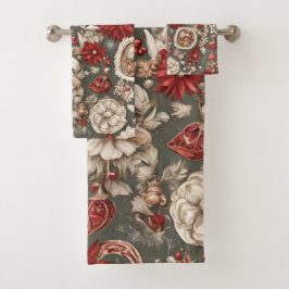 sprookjesachtige grillige kerstdecoraties, bloemen bad handdoek