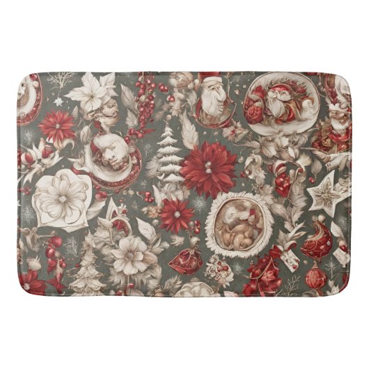 sprookjesachtige grillige kerstdecoraties, bloemen badmat (Voorkant)