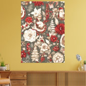 sprookjesachtige grillige kerstdecoraties, bloemen canvas afdruk (Insitu (Woonkamer))