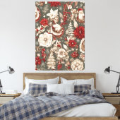 sprookjesachtige grillige kerstdecoraties, bloemen canvas afdruk (Insitu (Slaapkamer))