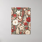 sprookjesachtige grillige kerstdecoraties, bloemen canvas afdruk (Voorkant)