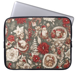 sprookjesachtige grillige kerstdecoraties, bloemen laptop sleeve