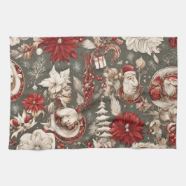 sprookjesachtige grillige kerstdecoraties, bloemen theedoek