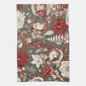 sprookjesachtige grillige kerstdecoraties, bloemen theedoek (Verticaal)