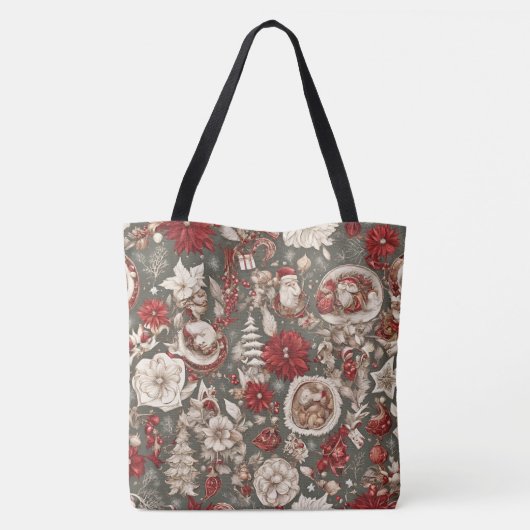 sprookjesachtige grillige kerstdecoraties, bloemen tote bag (Achterkant)