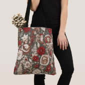 sprookjesachtige grillige kerstdecoraties, bloemen tote bag (Dichtbij)