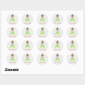 Sprookjesachtige Groene Prinses Gelukkige Verjaard Ronde Sticker (Vel)