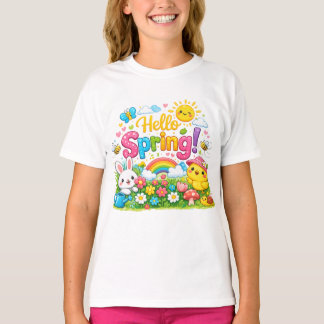 Sprookjesachtige "Hallo Lente" Illustratie met Kon T-shirt