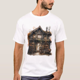 Sprookjesachtige Halloween-huis herfstillustratie T-shirt