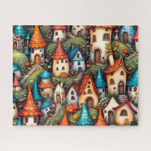 Sprookjesachtige Huizen Patroon Legpuzzel (Horizontaal)