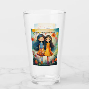 Sprookjesachtige illustratie van twee meisjes Moed Glas
