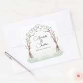 Sprookjesachtige ingang naar bosbruiloft vierkante sticker (Envelop)