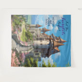 Sprookjesachtige Kasteel Achtergrond Hangende Acht Wandkleed (Voorkant (horizontaal))