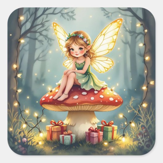 Sprookjesachtige Kerst  Vierkante Sticker (Voorkant)