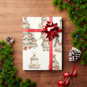 Sprookjesachtige kerstberen en paarden in het bos cadeaupapier