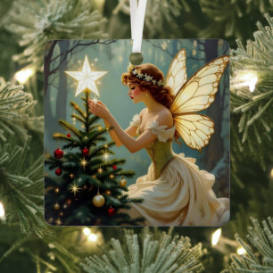Sprookjesachtige Kerstmis met Feeënpersoonlijk Metalen Ornament